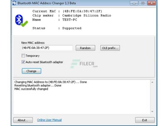 Bluetooth MAC Address Changer 1.13.0.197b Download Miễn Phí