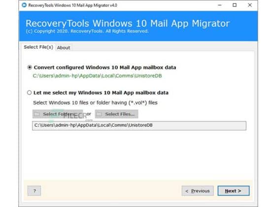 RecoveryTools Windows 10 Mail App Migrator 4.3 Download Miễn Phí