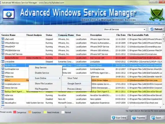 SecurityXploded Advanced Windows Service Manager Download Miễn Phí