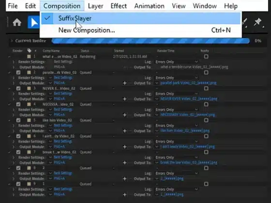 Aescripts - SuffixSlayer 1.0 for After Effects Download Miễn Phí